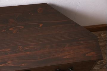 アンティーク家具　明治大正期　古箪笥リメイク　天板ヒノキ材　フラップダウン扉のコーナーテレビ台(テレビボード、リビングボード)(R-040318)