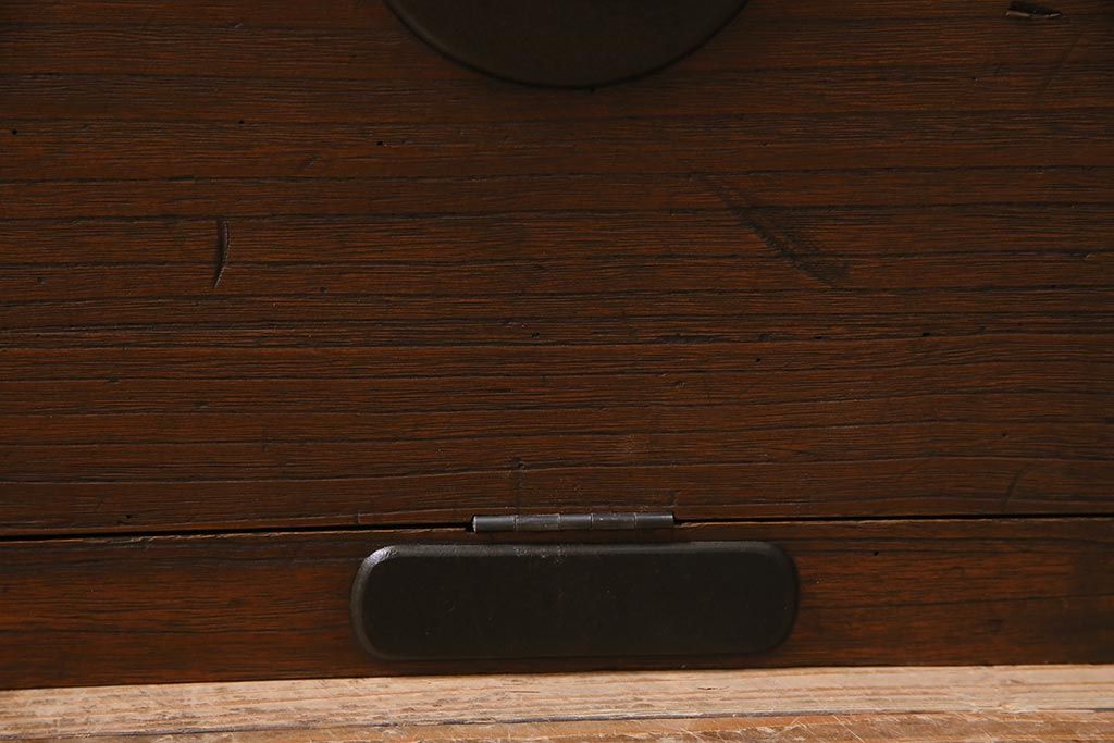 アンティーク家具　明治大正期　古箪笥リメイク　天板ヒノキ材　フラップダウン扉のコーナーテレビ台(テレビボード、リビングボード)(R-040318)