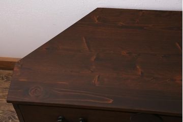 アンティーク家具　明治大正期　古箪笥リメイク　天板ヒノキ材　フラップダウン扉のコーナーテレビ台(テレビボード、リビングボード)(R-040319)