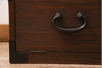 アンティーク家具　明治大正期　古箪笥リメイク　天板ヒノキ材　フラップダウン扉のコーナーテレビ台(テレビボード、リビングボード)(R-040319)