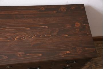 アンティーク家具　昭和初期　リメイク　古金具がアクセントのお洒落なローボード(テレビ台、テレビボード)(R-040322)