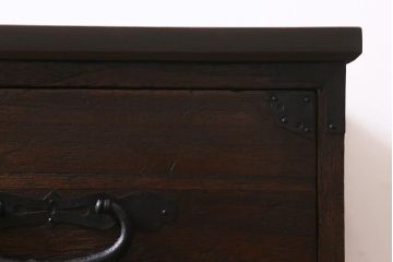 アンティーク家具　和製アンティーク　鉄脚付リメイク　古い趣とスタイリッシュさを併せもつ箪笥ローボード(リビングボード、和タンス)(R-040330)