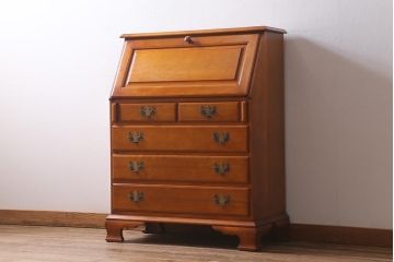 中古　横浜クラシック家具　ダニエル(Daniel)　アーリーアメリカン　気品漂うライティングビューロー(ワークデスク、机、在宅ワーク、在宅用チェスト)(R-040333)