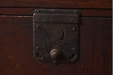 アンティーク家具　和製アンティーク　江戸明治期　ヒノキ材製　古いものならではの質感が風情溢れる帳場箪笥(収納棚、引き出し、時代箪笥)(R-040334)