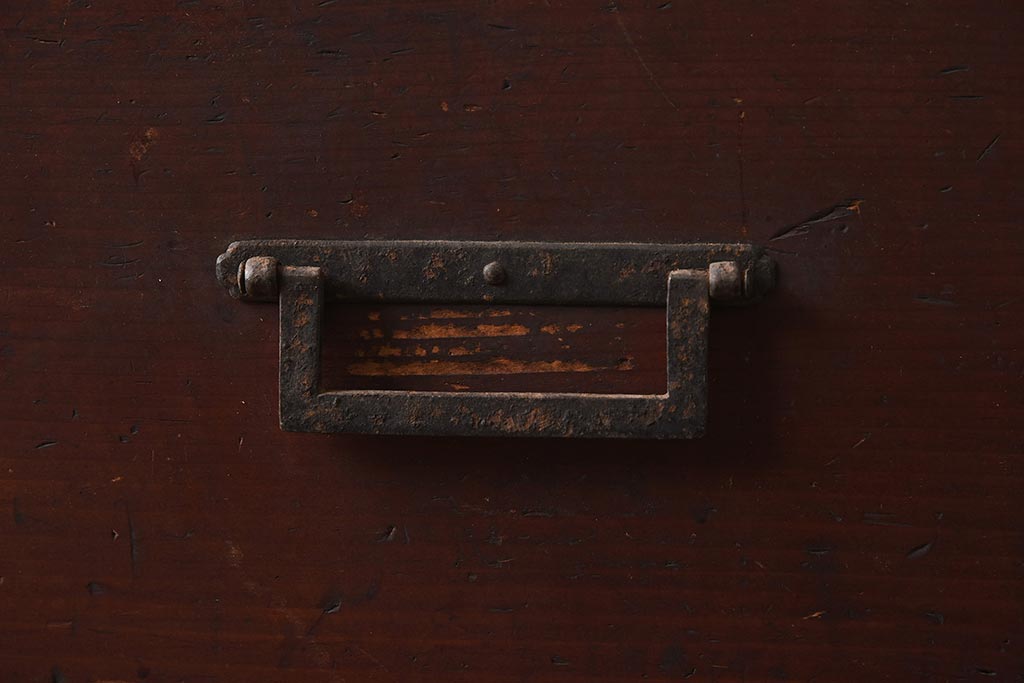 アンティーク家具　和製アンティーク　江戸明治期　ヒノキ材製　古いものならではの質感が風情溢れる帳場箪笥(収納棚、引き出し、時代箪笥)(R-040334)