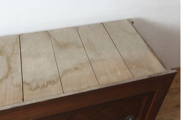 アンティーク家具　明治大正期　ヒノキ材　存在感抜群!横桟が目を惹く重ね水屋箪笥(収納棚、戸棚)(R-040380)