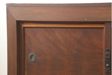 アンティーク家具　明治大正期　ヒノキ材　存在感抜群!横桟が目を惹く重ね水屋箪笥(収納棚、戸棚)(R-040380)