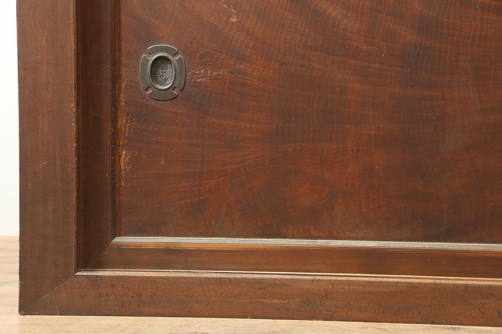 アンティーク家具　明治大正期　ヒノキ材　存在感抜群!横桟が目を惹く重ね水屋箪笥(収納棚、戸棚)(R-040380)