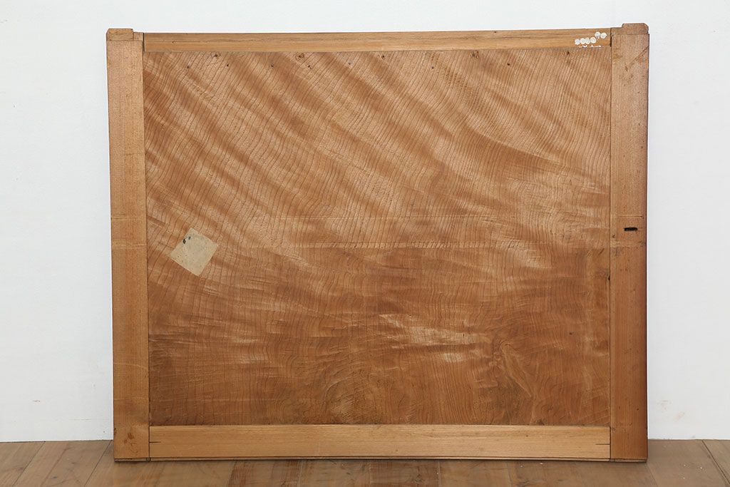 アンティーク家具　明治大正期　ヒノキ材　存在感抜群!横桟が目を惹く重ね水屋箪笥(収納棚、戸棚)(R-040380)