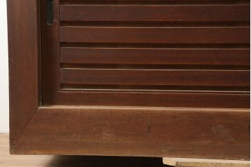 アンティーク家具　明治大正期　ヒノキ材　存在感抜群!横桟が目を惹く重ね水屋箪笥(収納棚、戸棚)(R-040380)