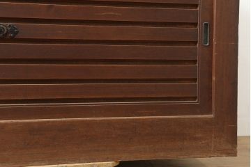 アンティーク家具　明治大正期　ヒノキ材　存在感抜群!横桟が目を惹く重ね水屋箪笥(収納棚、戸棚)(R-040380)