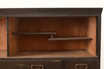 アンティーク家具　栓材　透かし入り　シックな雰囲気漂う組み立てタンス・重ね(収納棚、キャビネット、チェスト)(R-040381)