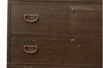 アンティーク家具　栓材　透かし入り　シックな雰囲気漂う組み立てタンス・重ね(収納棚、キャビネット、チェスト)(R-040381)