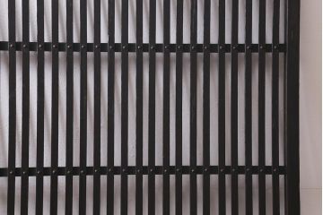 アンティーク建具　大正期　しっかり厚みのある鋲と美しい縦桟が魅力の格子戸1枚(引き戸、建具)(R-040391)