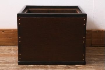 アンティーク雑貨　明治大正期　指物家具　紫檀(シタン)材　品のある佇まいが魅力的な角火鉢(木製火鉢、箱火鉢)(R-040396)