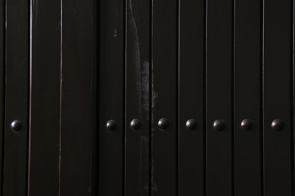 アンティーク建具　明治大正期　シックな雰囲気漂う平格子戸2枚セット　(R-040397)