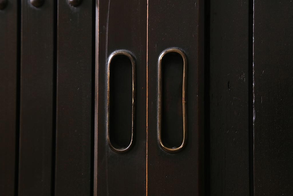 アンティーク建具　明治大正期　シックな雰囲気漂う平格子戸2枚セット　(R-040397)