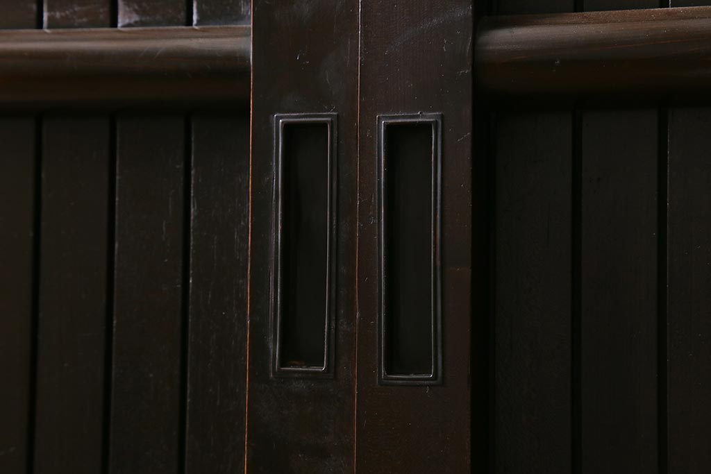 アンティーク建具　明治大正期　シックな雰囲気漂う平格子戸2枚セット　(R-040397)