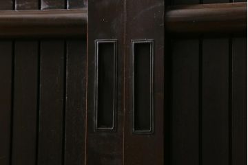 アンティーク建具　明治大正期　シックな雰囲気漂う平格子戸2枚セット　(R-040397)