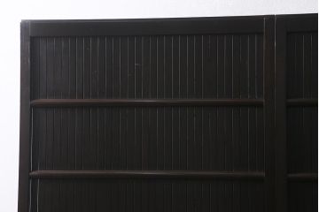 アンティーク建具　明治大正期　シックな雰囲気漂う平格子戸2枚セット(建具、引き戸、玄関戸)(R-040397)