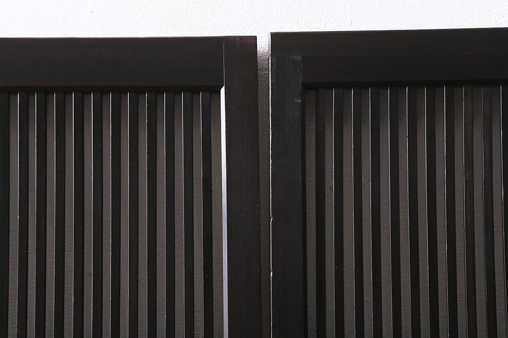 アンティーク建具　大正昭和期　光をやさしく取り込む格子戸2枚セット(建具、引き戸、玄関戸)(R-040398)