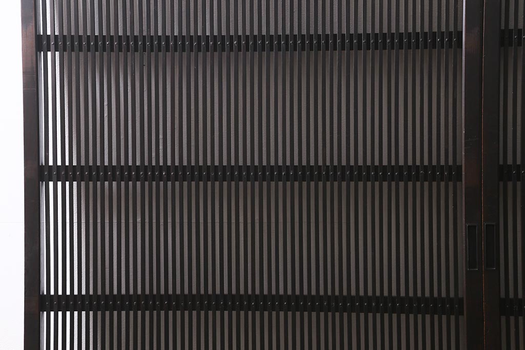 アンティーク建具　大正昭和期　光をやさしく取り込む格子戸2枚セット(建具、引き戸、玄関戸)(R-040398)