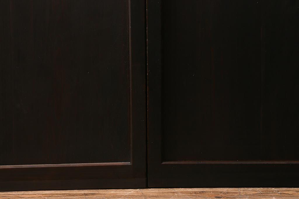 アンティーク建具　大正昭和期　光をやさしく取り込む格子戸2枚セット(建具、引き戸、玄関戸)(R-040398)