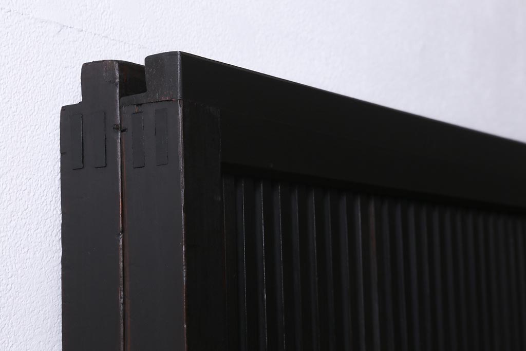 アンティーク建具　大正昭和期　光をやさしく取り込む格子戸2枚セット(建具、引き戸、玄関戸)(R-040398)