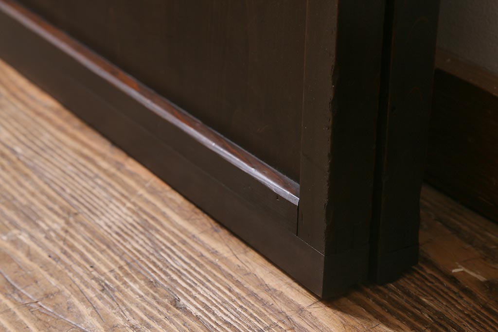 アンティーク建具　大正昭和期　光をやさしく取り込む格子戸2枚セット(建具、引き戸、玄関戸)(R-040398)