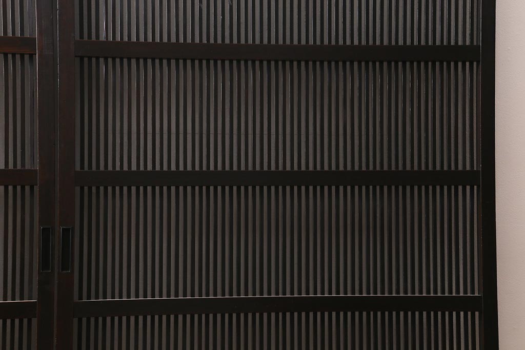 アンティーク建具　大正昭和期　光をやさしく取り込む格子戸2枚セット(建具、引き戸、玄関戸)(R-040398)