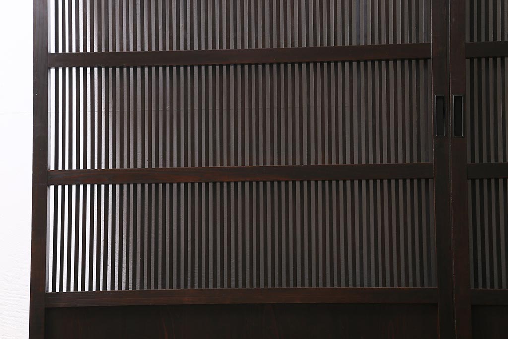 アンティーク建具　大正昭和期　光をやさしく取り込む格子戸2枚セット(建具、引き戸、玄関戸)(R-040398)