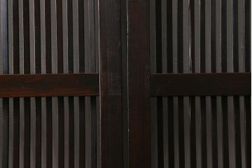 アンティーク建具　大正昭和期　光をやさしく取り込む格子戸2枚セット(建具、引き戸、玄関戸)(R-040398)