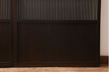 アンティーク建具　大正昭和期　光をやさしく取り込む格子戸2枚セット(建具、引き戸、玄関戸)(R-040398)