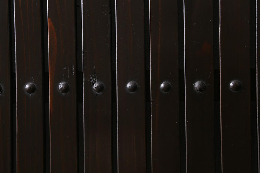 アンティーク建具　明治大正期　モダンな雰囲気漂う平格子戸2枚セット　(R-040399)