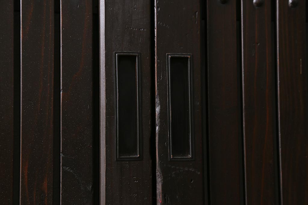 アンティーク建具　明治大正期　モダンな雰囲気漂う平格子戸2枚セット　(R-040399)