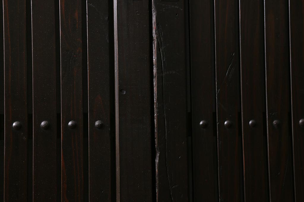 アンティーク建具　明治大正期　モダンな雰囲気漂う平格子戸2枚セット　(R-040399)