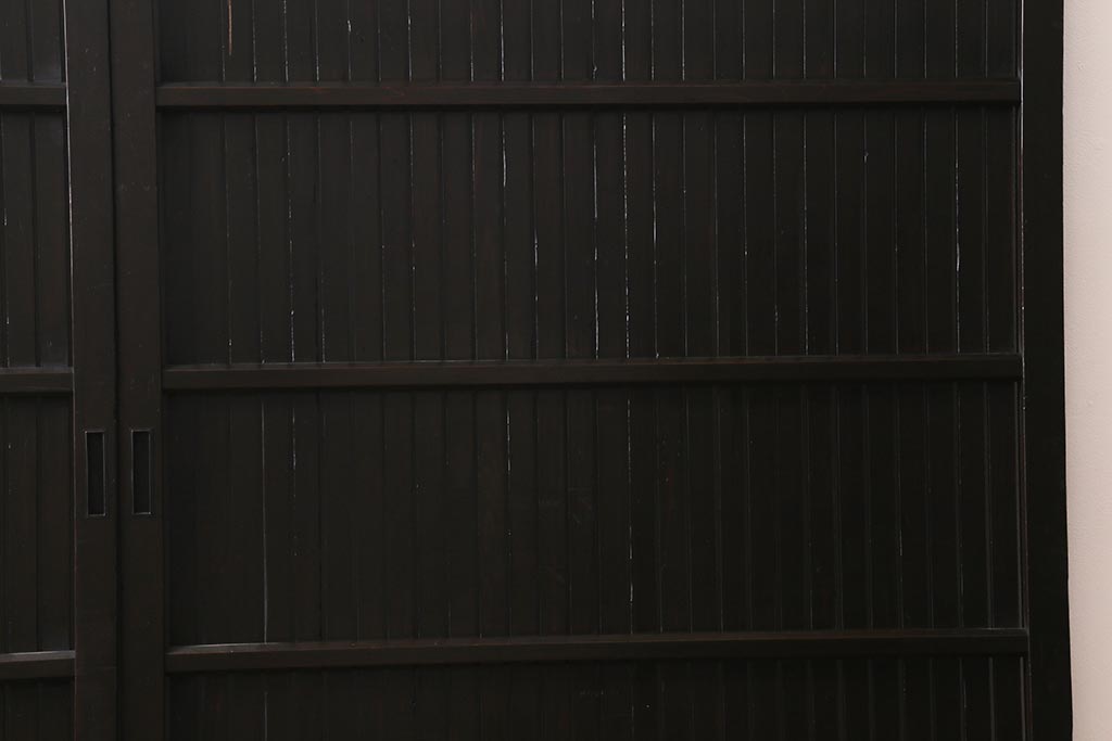 アンティーク建具　明治大正期　モダンな雰囲気漂う平格子戸2枚セット　(R-040399)