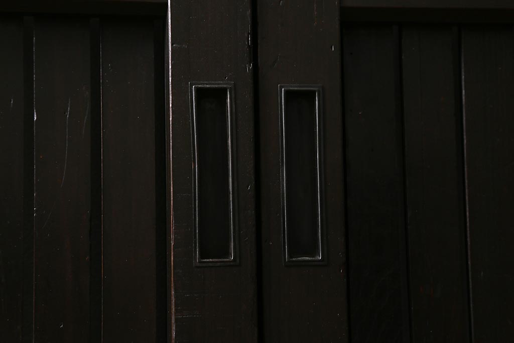 アンティーク建具　明治大正期　モダンな雰囲気漂う平格子戸2枚セット　(R-040399)