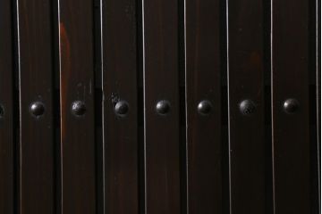 アンティーク建具　明治大正期　モダンな雰囲気漂う平格子戸2枚セット(建具、引き戸、玄関戸)(R-040399)