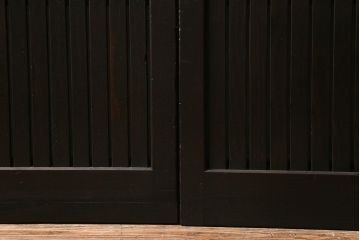 アンティーク建具　明治大正期　モダンな雰囲気漂う平格子戸2枚セット(建具、引き戸、玄関戸)(R-040399)