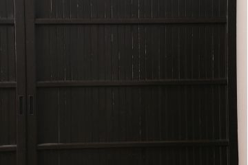 アンティーク建具　明治大正期　モダンな雰囲気漂う平格子戸2枚セット(建具、引き戸、玄関戸)(R-040399)