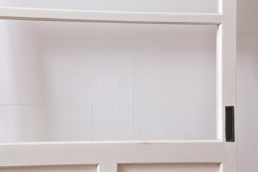 アンティーク建具　昭和中期　優しい色味のペイントが魅力のガラス戸1枚(引き戸)(R-040400)