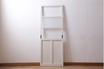アンティーク建具　昭和中期　優しい色味のペイントが魅力のガラス戸1枚(引き戸)(R-040400)