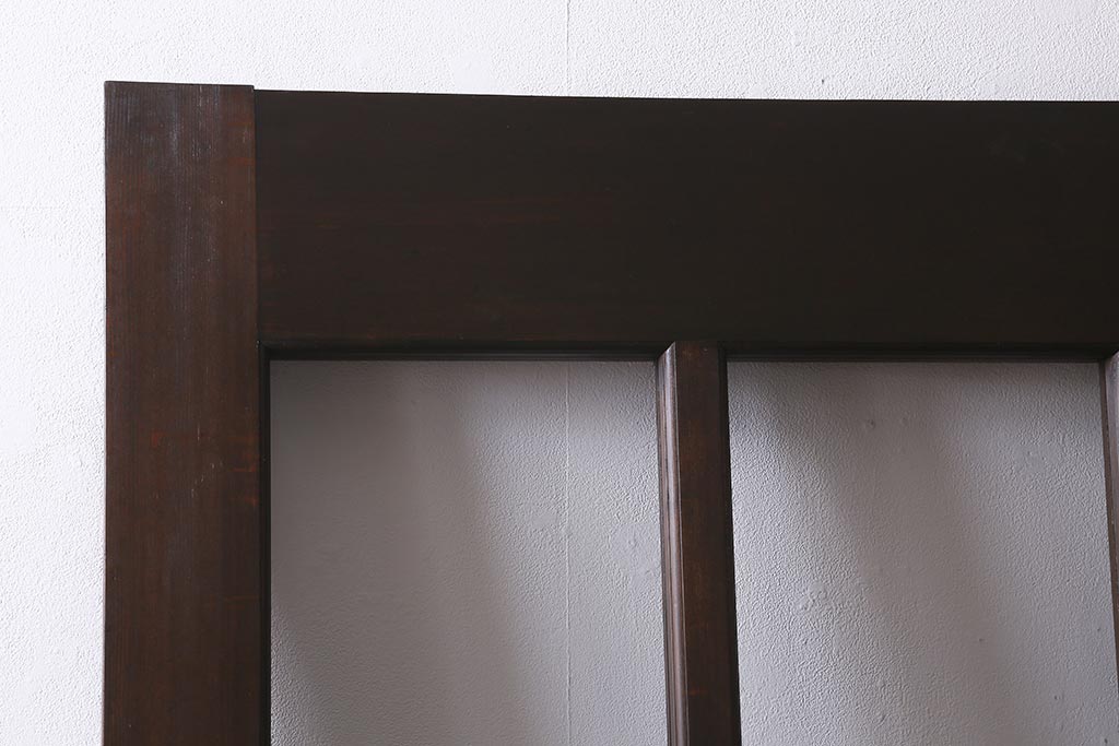 アンティーク建具　框ヒノキ材　腰板ケヤキ材　和モダンな印象のガラス入り格子蔵戸(建具、引き戸、玄関戸)(R-040401)