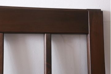 アンティーク建具　框ヒノキ材　腰板ケヤキ材　和モダンな印象のガラス入り格子蔵戸(建具、引き戸、玄関戸)(R-040401)