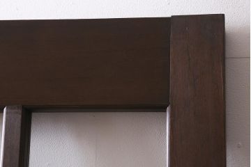 アンティーク建具　框ヒノキ材　腰板ケヤキ材　和モダンな印象のガラス入り格子蔵戸(建具、引き戸、玄関戸)(R-040401)