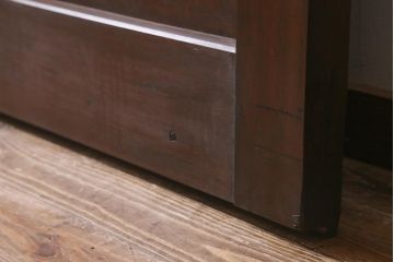 アンティーク建具　框ヒノキ材　腰板ケヤキ材　和モダンな印象のガラス入り格子蔵戸(建具、引き戸、玄関戸)(R-040401)