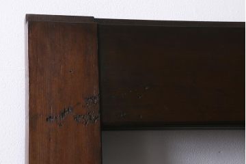 アンティーク建具　框ヒノキ材　腰板ケヤキ材　和モダンな印象のガラス入り格子蔵戸(建具、引き戸、玄関戸)(R-040401)