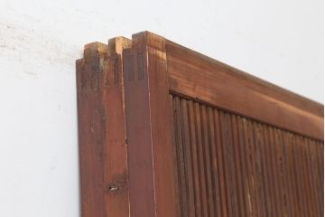 アンティーク建具　昭和初期　腰板ケヤキ材・玉杢　裏障子付き　繊細な桟が美しい格子戸3枚セット(ガラス帯戸、建具、引き戸)