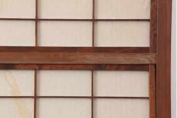 アンティーク建具　昭和初期　腰板ケヤキ材・玉杢　裏障子付き　繊細な桟が美しい格子戸3枚セット(ガラス帯戸、建具、引き戸)